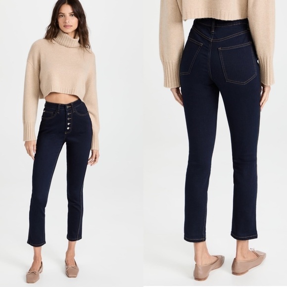 WEWOREWHAT THE DANIELLE HIGH RISE VINTAGE STRAIGHT DANI BLUE BLACK DENIM JEANS - Picture 1 of 16